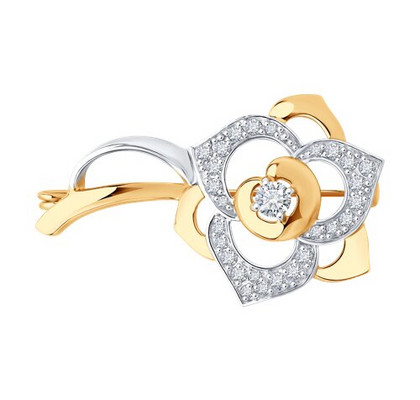 Broșă din aur cu zirconii