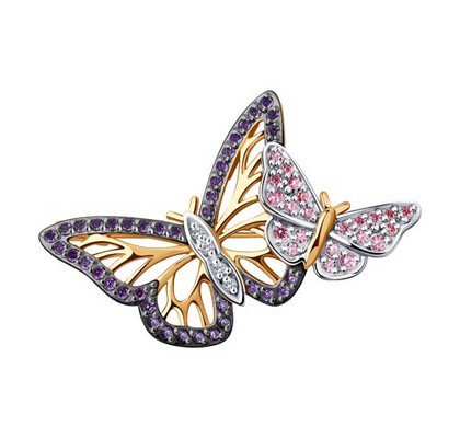 Брошь из золота с фианитами