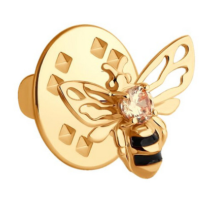 Broșă din aur cu zirconiu și email