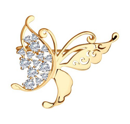 Broșă din aur cu zirconii