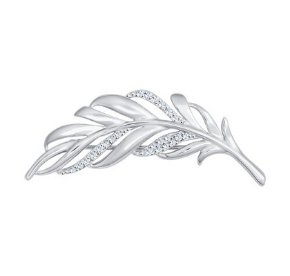 Broșă din aur alb cu zirconii