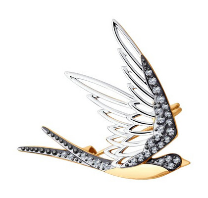 Broșă din aur cu zirconii