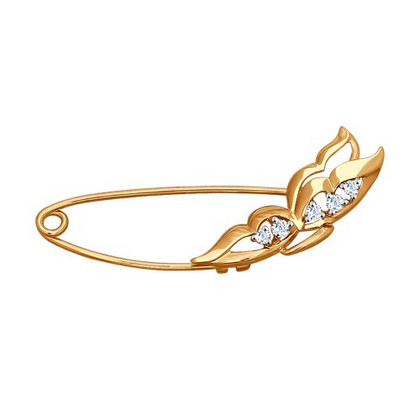 Broșă din aur cu zirconii