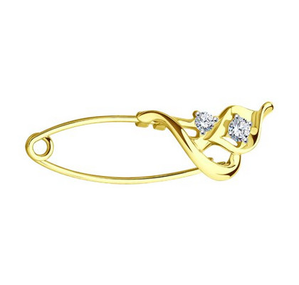 Broșă din aur galben cu zirconii