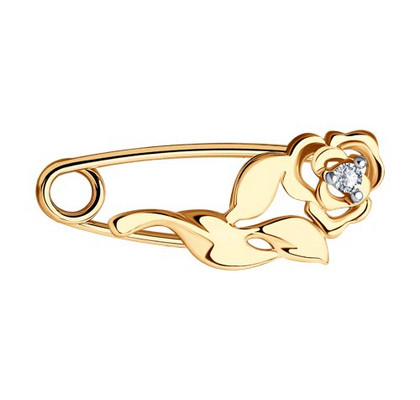 Broșă din aur cu zirconii