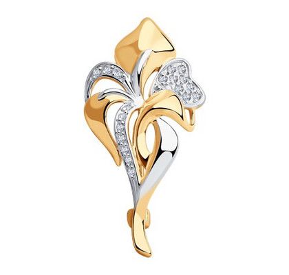 Broșă din aur cu zirconii