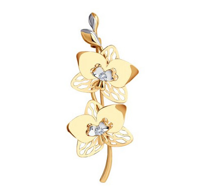 Broșă din aur cu zirconii