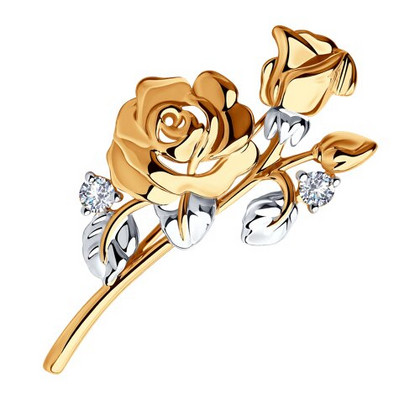 Broșă din aur cu zirconii