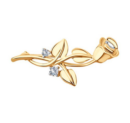 Broșă din aur cu zirconii