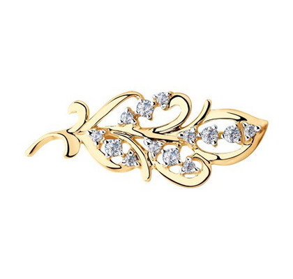 Брошь из золота с фианитами