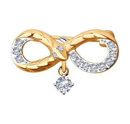 Broșă din aur cu zirconii