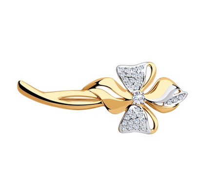 Broșă din aur cu zirconii