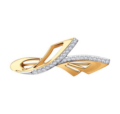 Broșă din aur cu zirconii