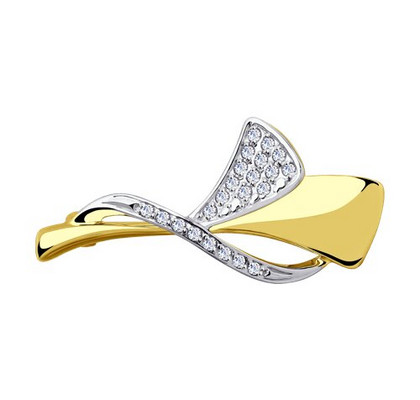 Broșă din aur galben cu zirconii