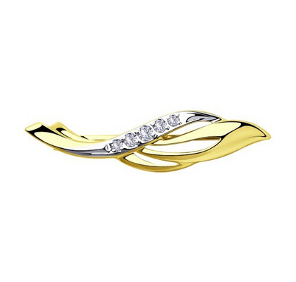 Broșă din aur galben cu zirconii