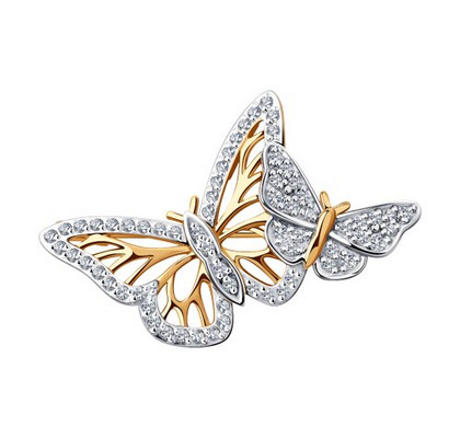 Broșă din aur galben cu zirconii