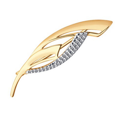 Broșă din aur galben cu zirconii