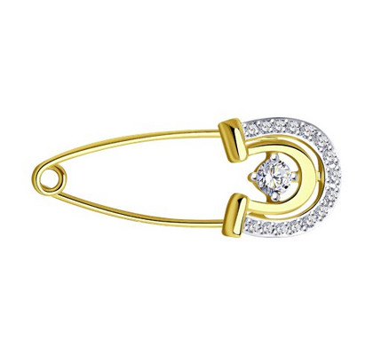 Broșă din aur galben cu zirconii