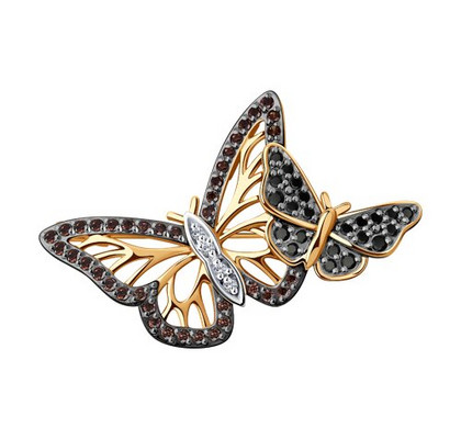 Broșă din aur galben cu zirconii