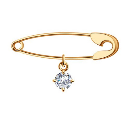 Broșă din aur galben cu zirconii