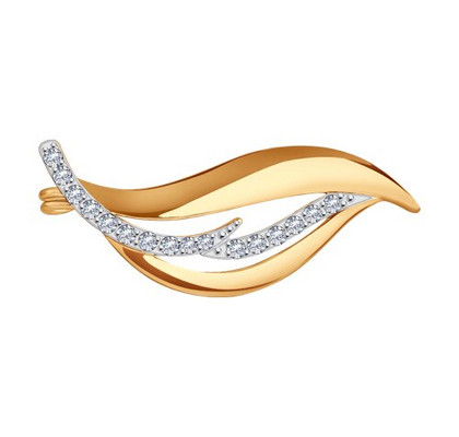 Broșă din aur galben cu zirconii