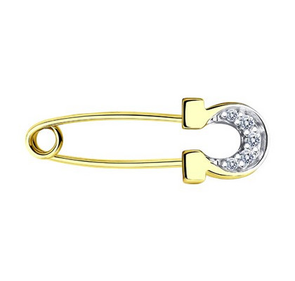 Broșă din aur galben cu zirconii