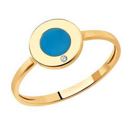 Кольцо из золота с фианитом и эмалью 