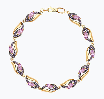 Brățară din aur cu amestiste și cubic zirconia