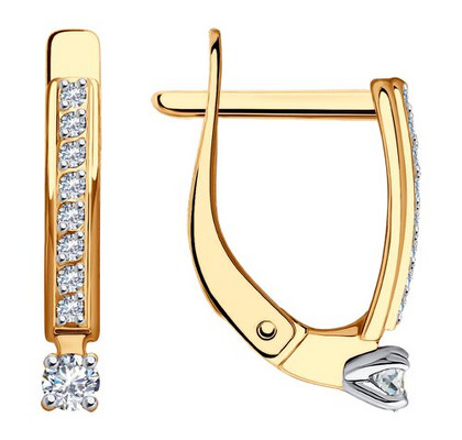 Серьги из золота с фианитами