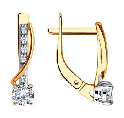 Серьги из золота с фианитами