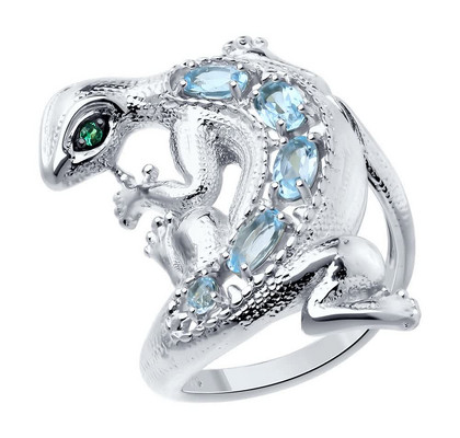 Inel de argint cu topaze și zirconiu cubic