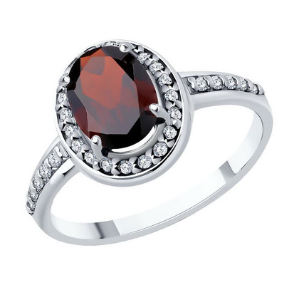 Inel de argint cu granat și zirconiu cubic