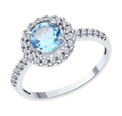 Inel de argint cu topaz și zirconiu cubic