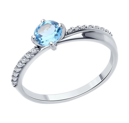 Inel de argint cu topaz și zirconiu cubic