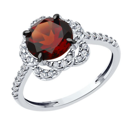 Inel de argint cu sitall și zirconiu cubic