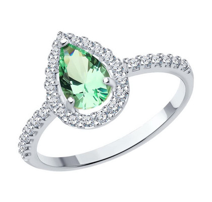 Inel de argint cu sitall și zirconiu cubic