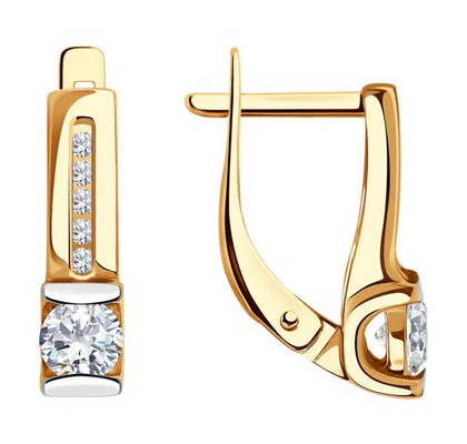 Серьги из золота с фианитами 