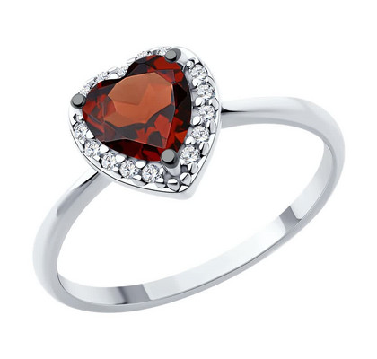 Inel de argint cu granat și zirconiu cubic
