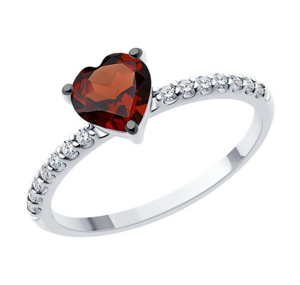 Inel de argint cu granat și zirconiu cubic