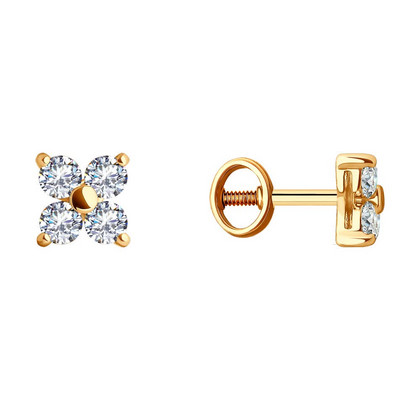 Серьги из золота с фианитами 