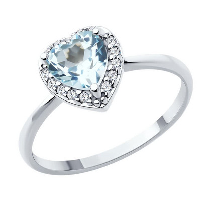 Inel de argint cu topaz și zirconiu cubic