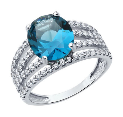 Inel de argint cu sitall și zirconiu cubic