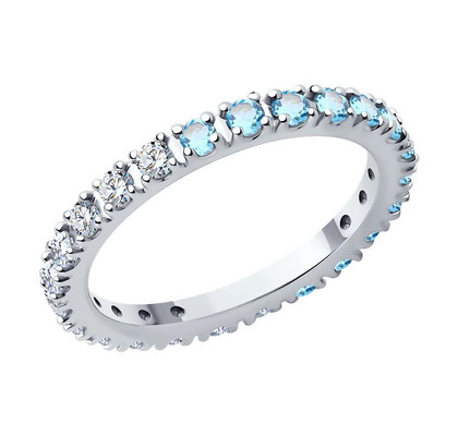 Inel de argint cu topaze și zirconiu cubic