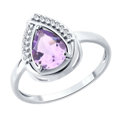 Inel de argint cu ametist și zirconiu cubic