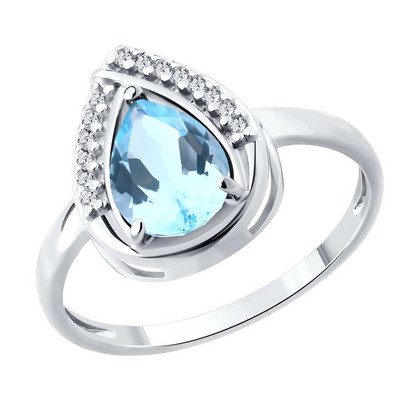 Inel de argint cu topaz și zirconiu cubic