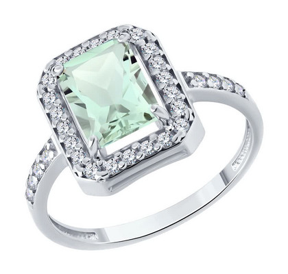 Inel de argint cu prazolit și zirconiu cubic