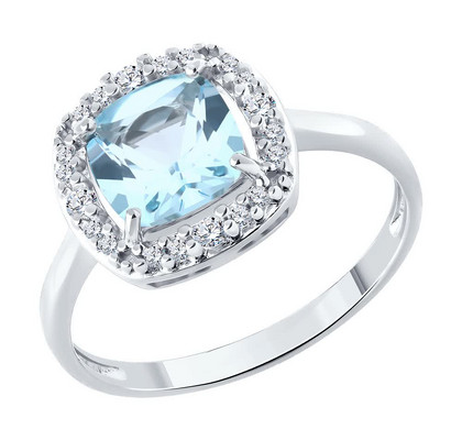 Кольцо из серебра с топазом и фианитами