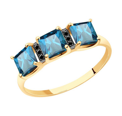 Кольцо из золота с Лондон топазами и фианитами  