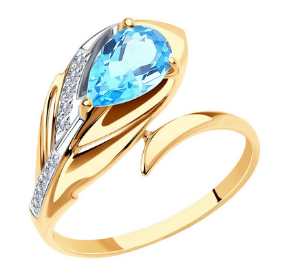 Inel din aur cu topaz și zirconii.
