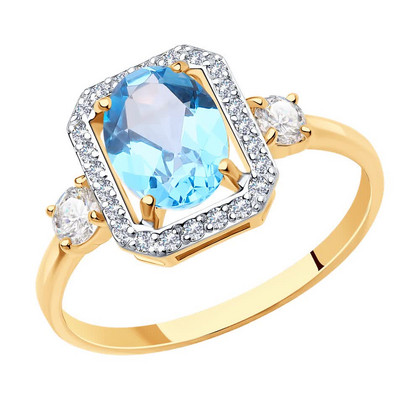 Inel din aur cu topaz și zirconii